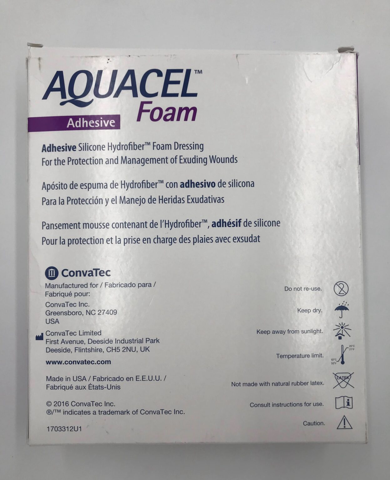 ConvaTec 420621 Aquacel Adhesive Silicone Hydrofiber Foam Dressing 7″ X