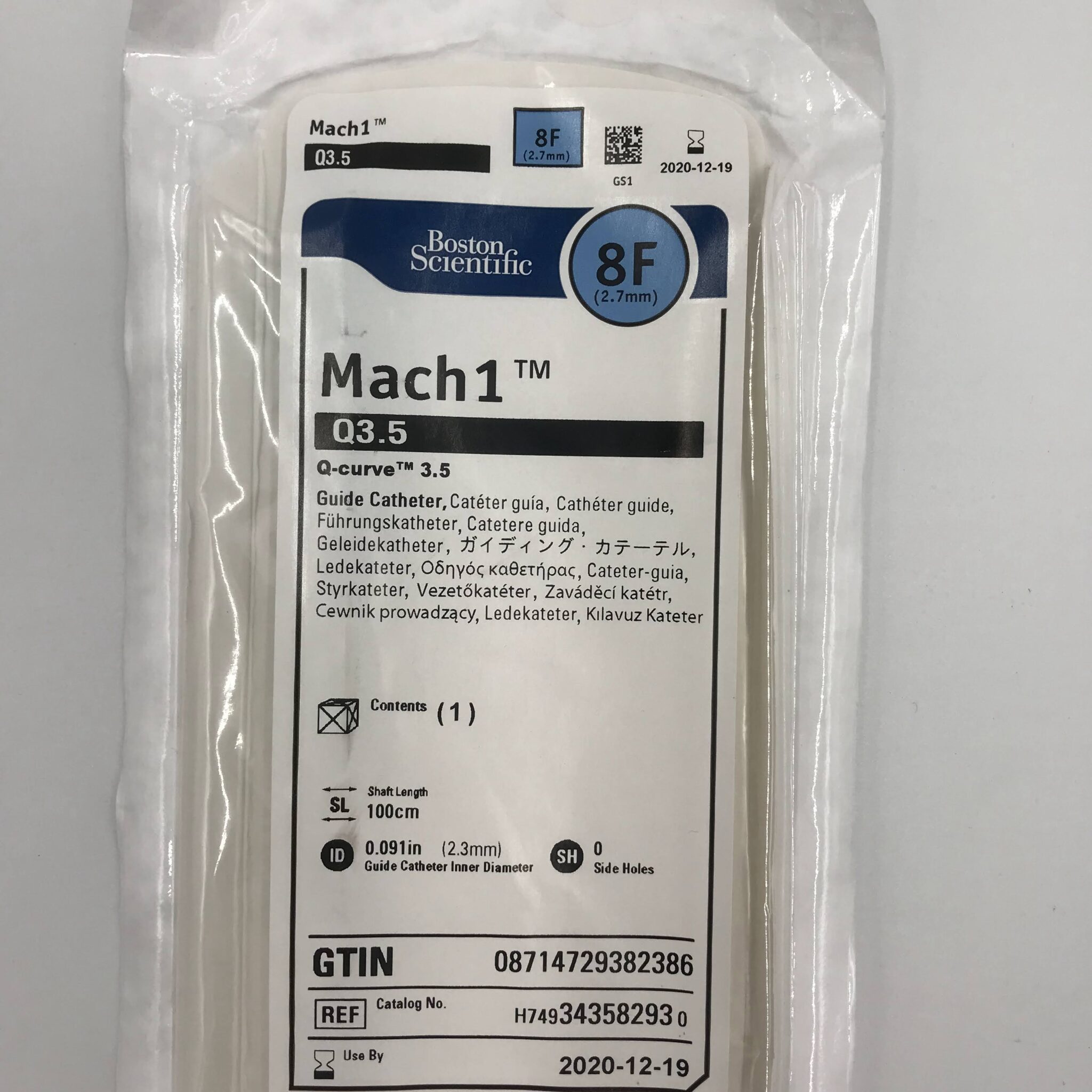 Boston Scientific 34358293 Mach1 Q3.5 QCurve 3.5 Guide Catheter, 8F (x
