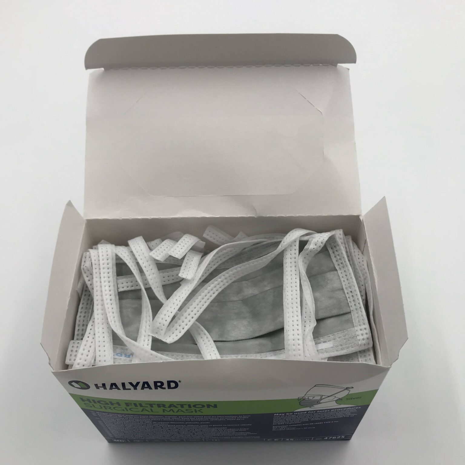 HALYARD 47625 High Filtration Surgical Mask, Silver (35/Box) GB TECH USA