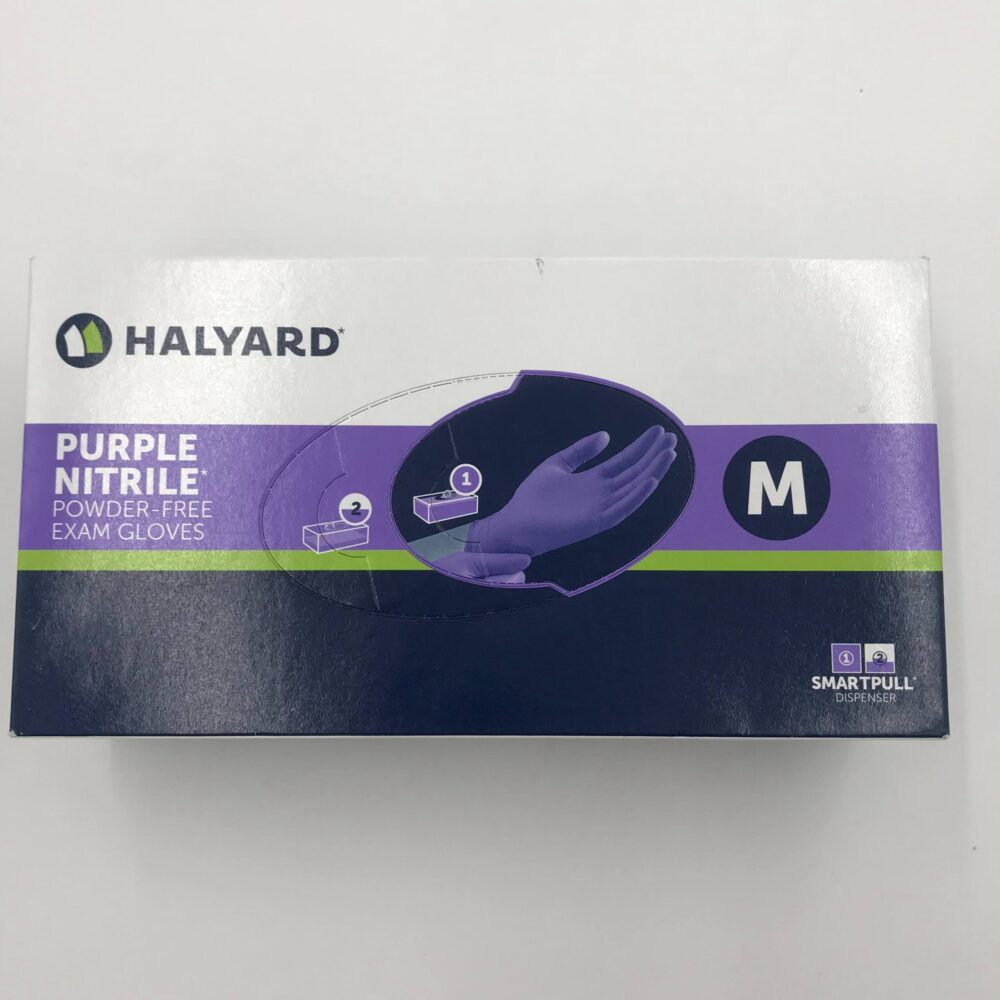 HALYARD 55082 Purple Nitrile PowderFree Exam Gloves, Med. (100/Box