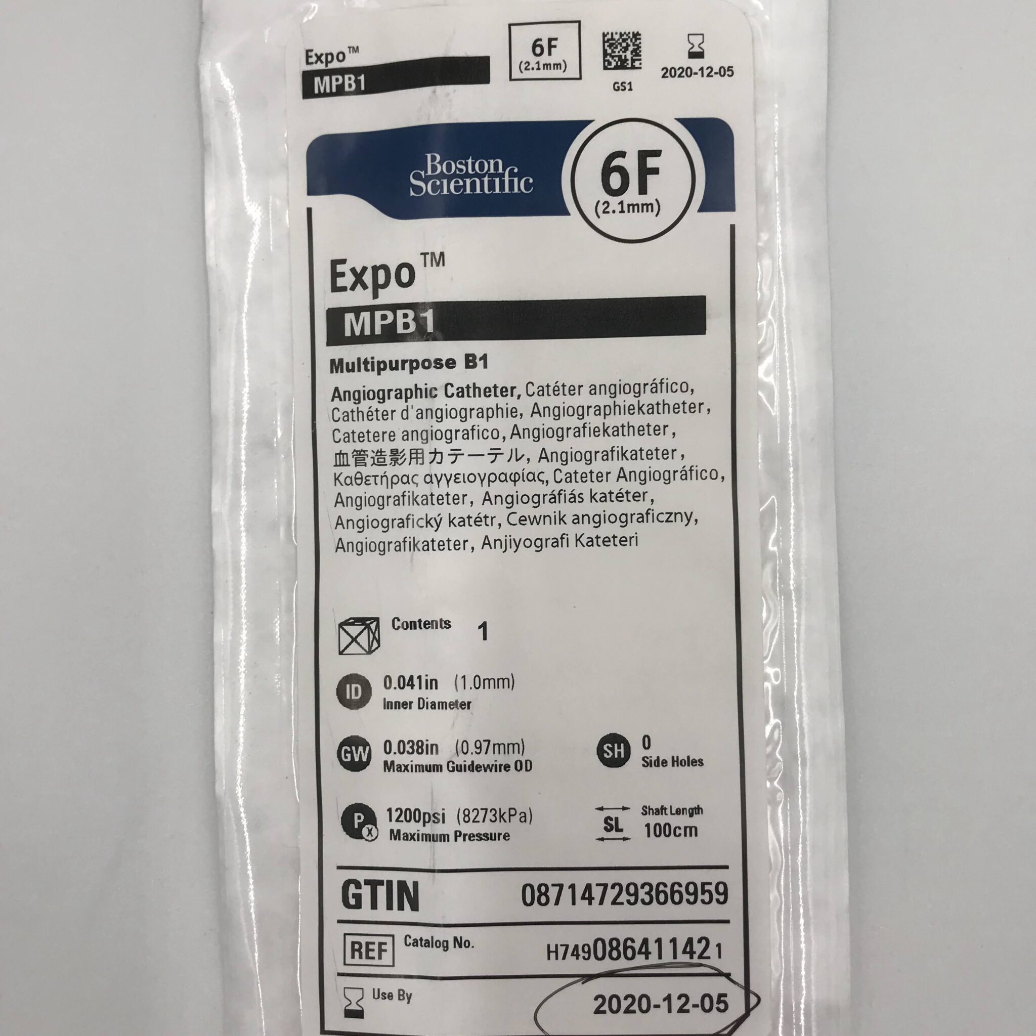 Boston Scientific 08641142 Expo MPB1 Multipurpose Angiographic Catheter