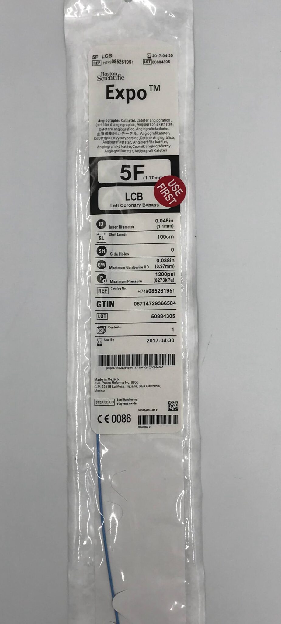 Boston Scientific 08526195 Expo Angiographic Catheter, LCB, 5F (x) GB TECH USA