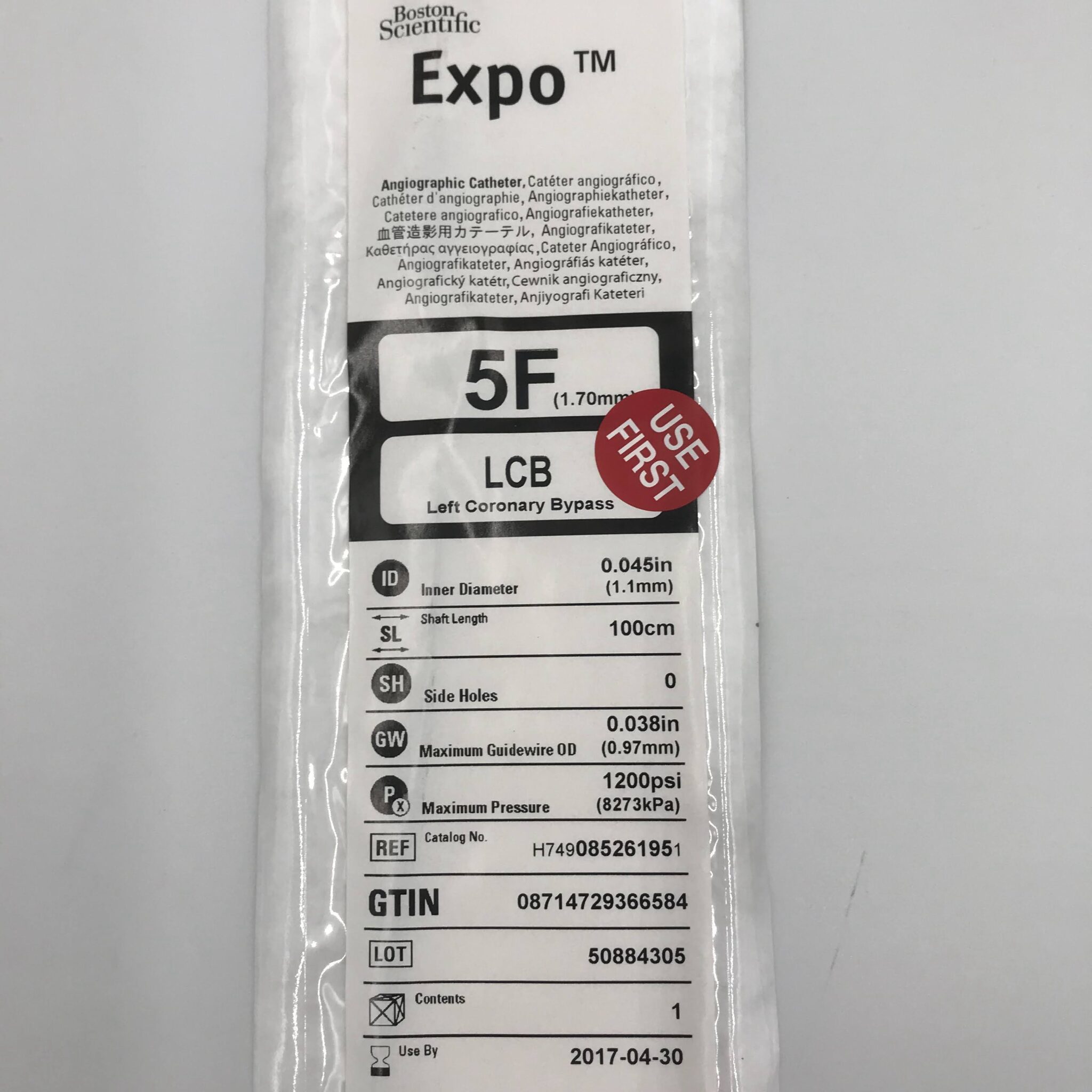 Boston Scientific 08526195 Expo Angiographic Catheter, LCB, 5F (x) GB