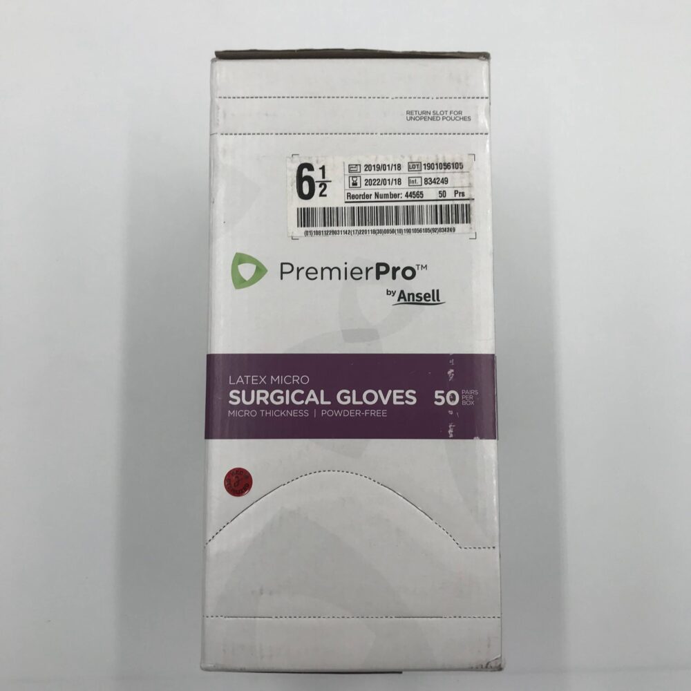 ANSELL 44656 Premier Pro Latex Micro Surgical Gloves, Size 6.5 (50Pair