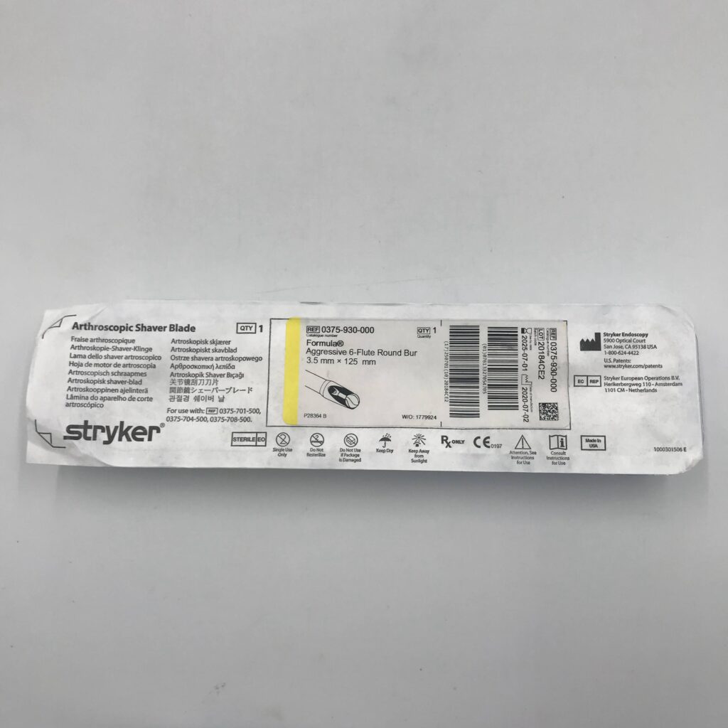 STRYKER 0375930000 Formula Aggressive 6Flute Round Bur, Arthroscopic