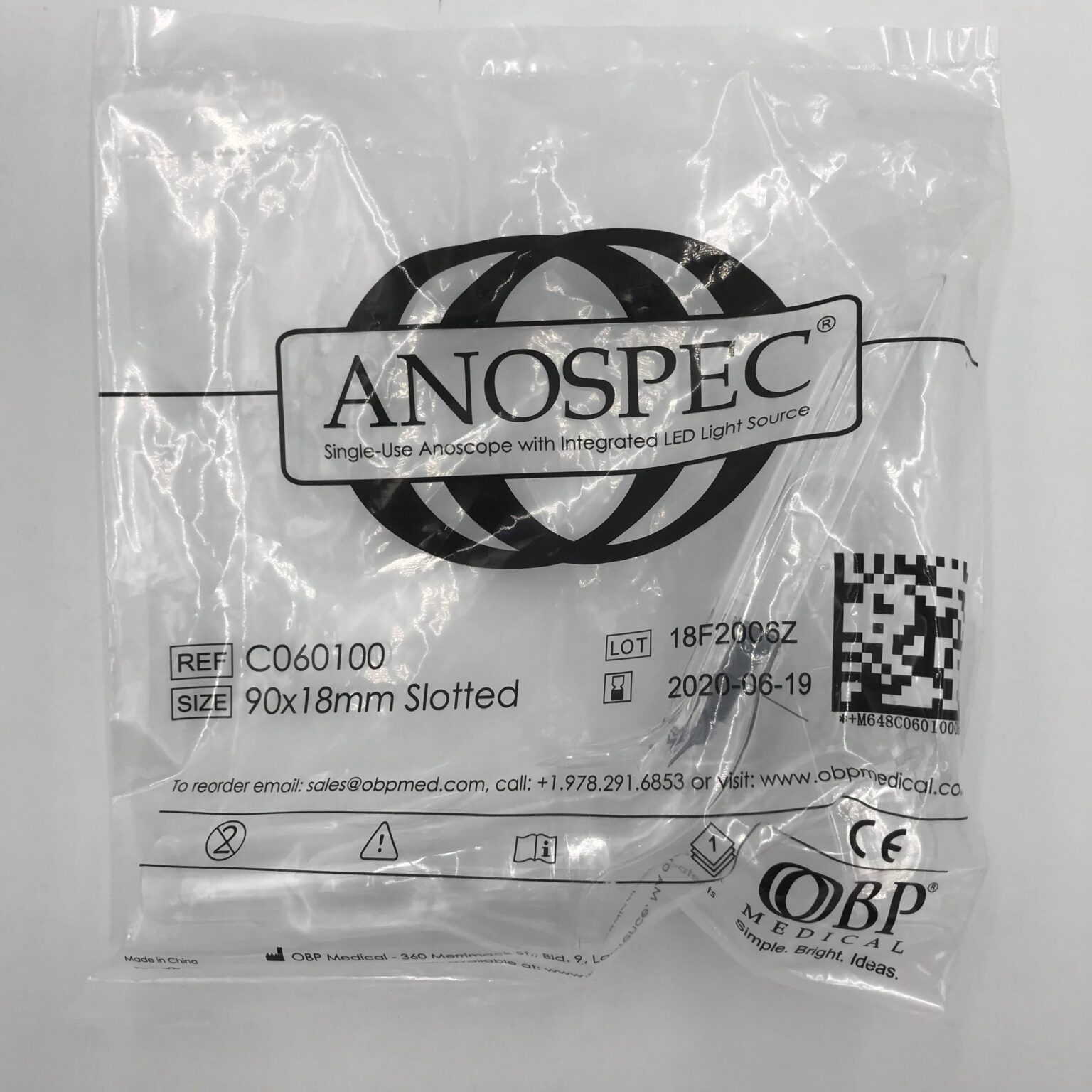 OBP Medical C060100 Anospec Single Use Anoscope w/ Integrated LED Light