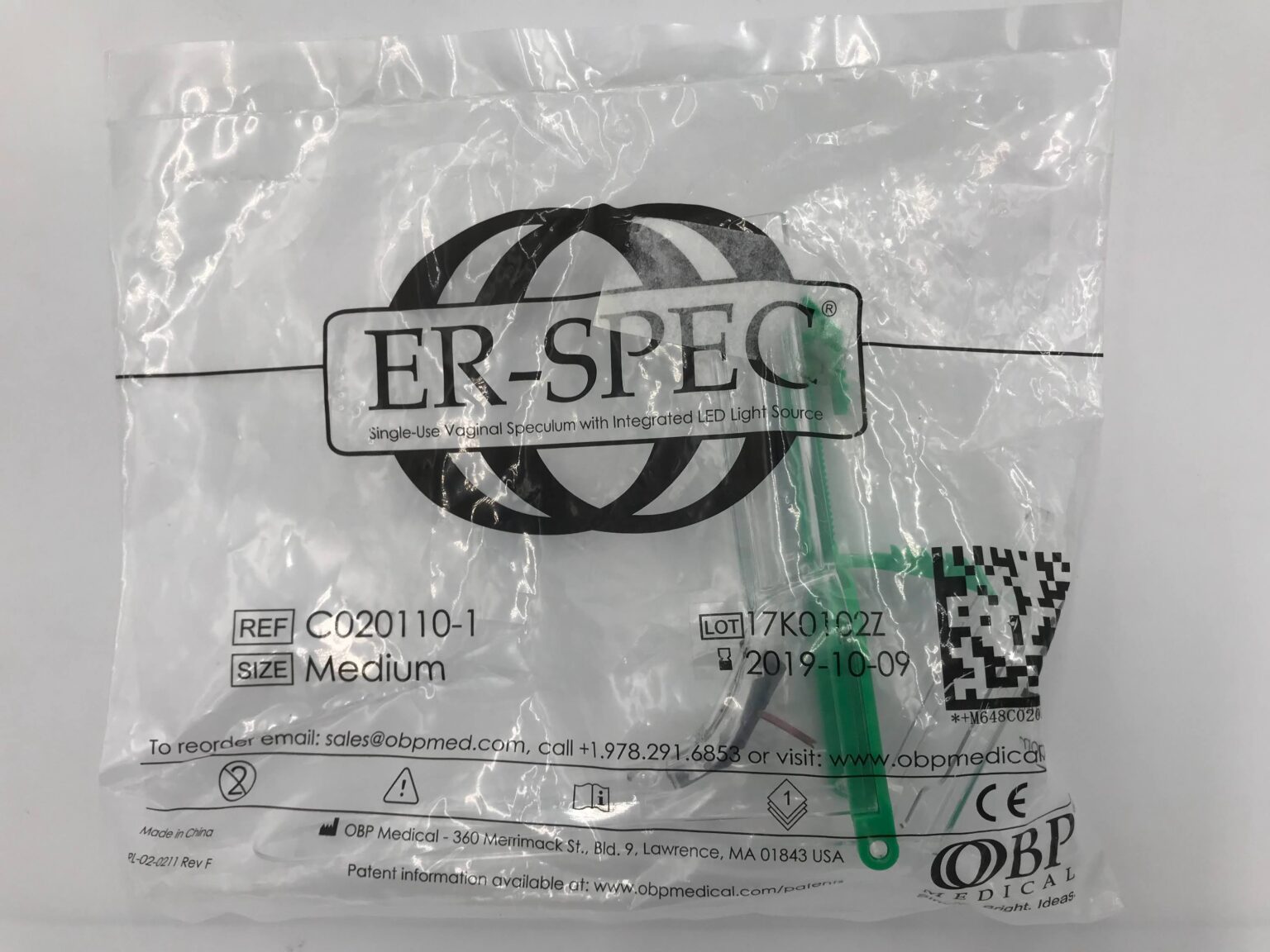 OBP Medical C0201101 ERSPEC SingleUse Vaginal Speculum w/ Integrated