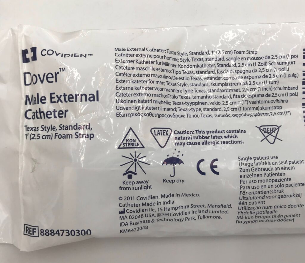 Covidien 8884730300 Dover Male External Catheter, Texas Style, 1in Foam