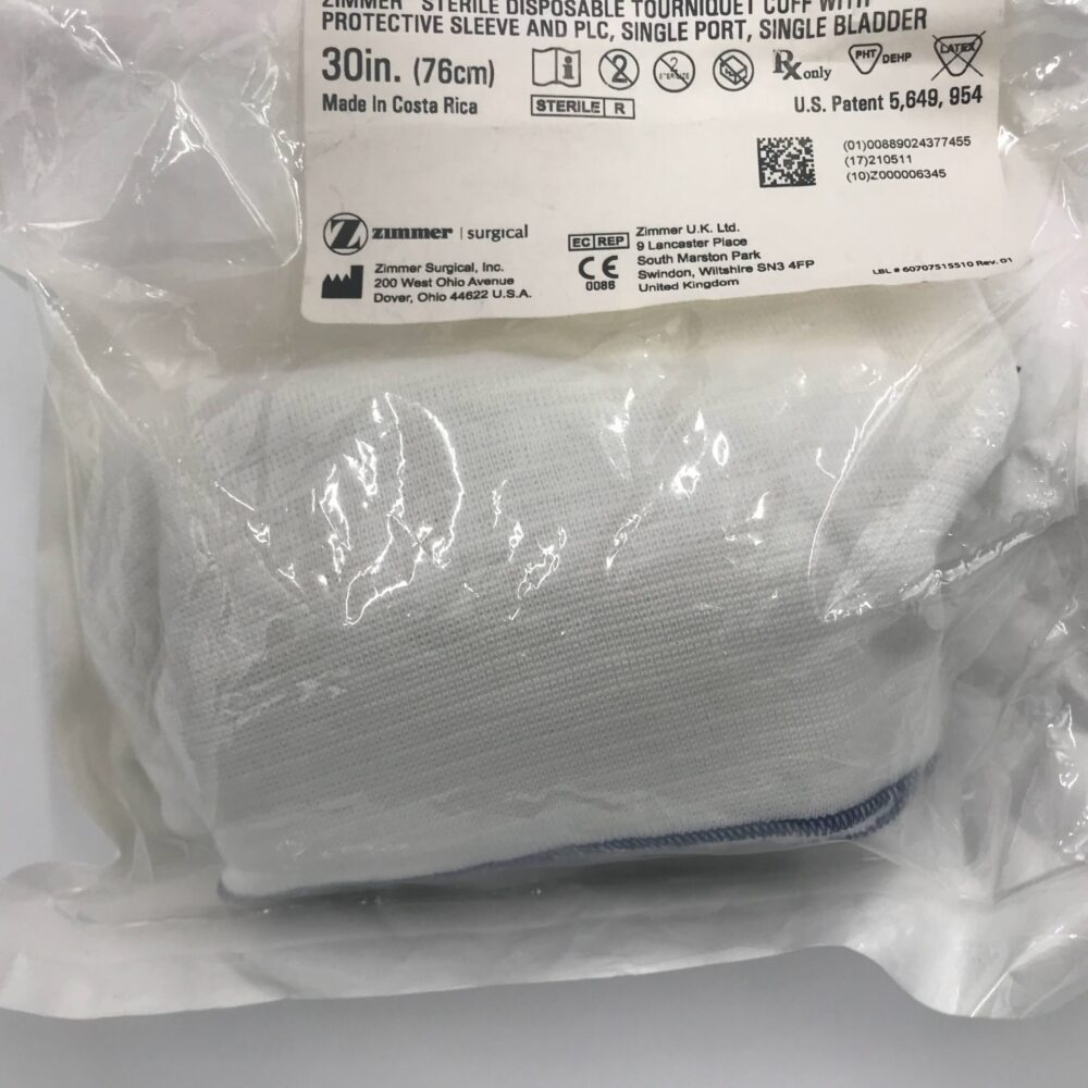 Zimmer 60707515500 Sterile Disposable Tourniquet Cuff w/ Protective Sleeve and PLC, Single Port