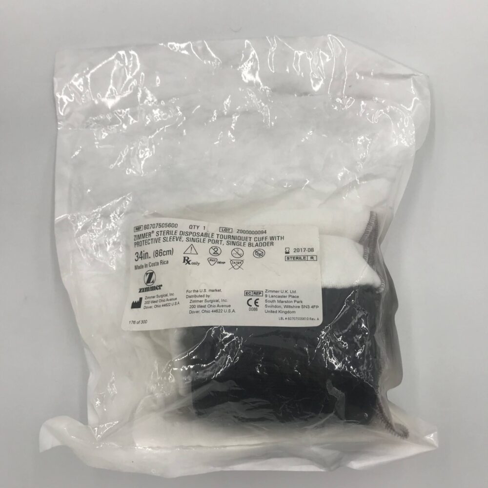 Zimmer 60707505600 Disposable Tourniquet Cuff w/ protective Sleeve, Single Port, Single Bladder