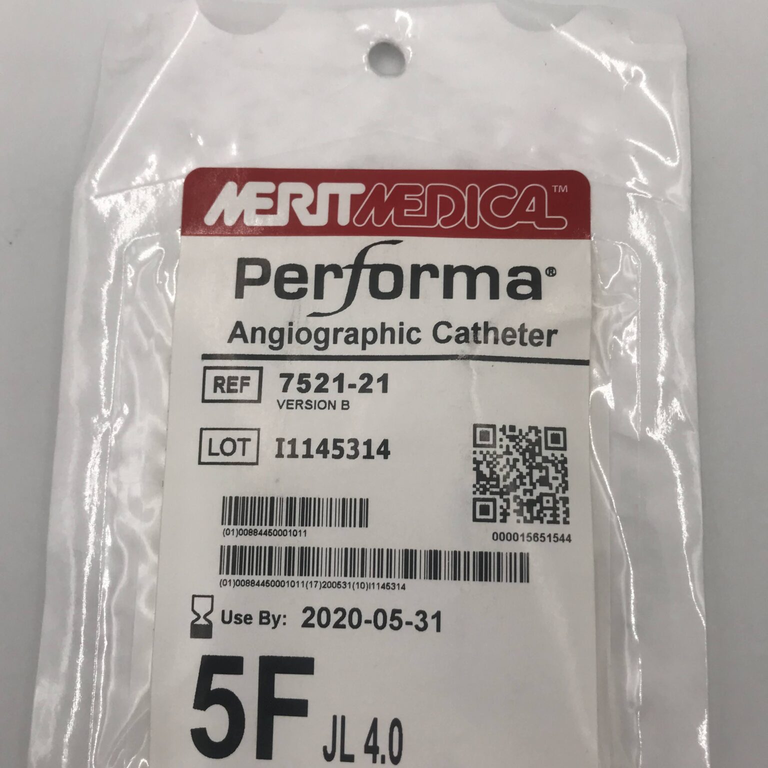 MeritMedical 752121 Performa Angiographic Catheter 5F JL 4.0 Judkins