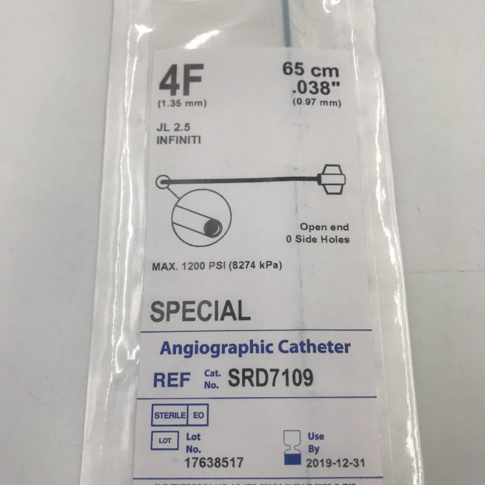 Cordis SRD7109 JL 2.5 Infiniti 4F (1.35mm) Special Angiographic Catheter  65cm .038