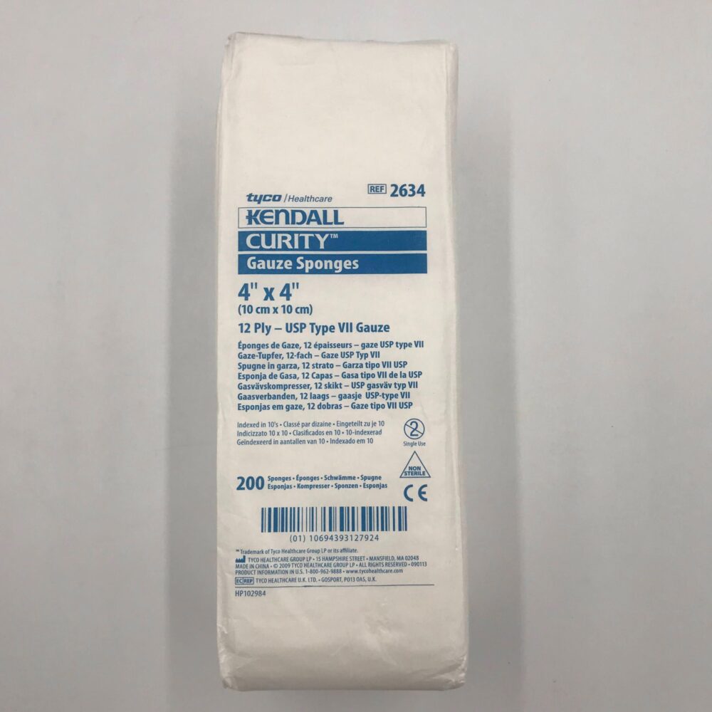 TYCO 2634 Kendall Curity Gauze Sponges 4x4in, 12Ply (200/Pkg) – GB TECH USA