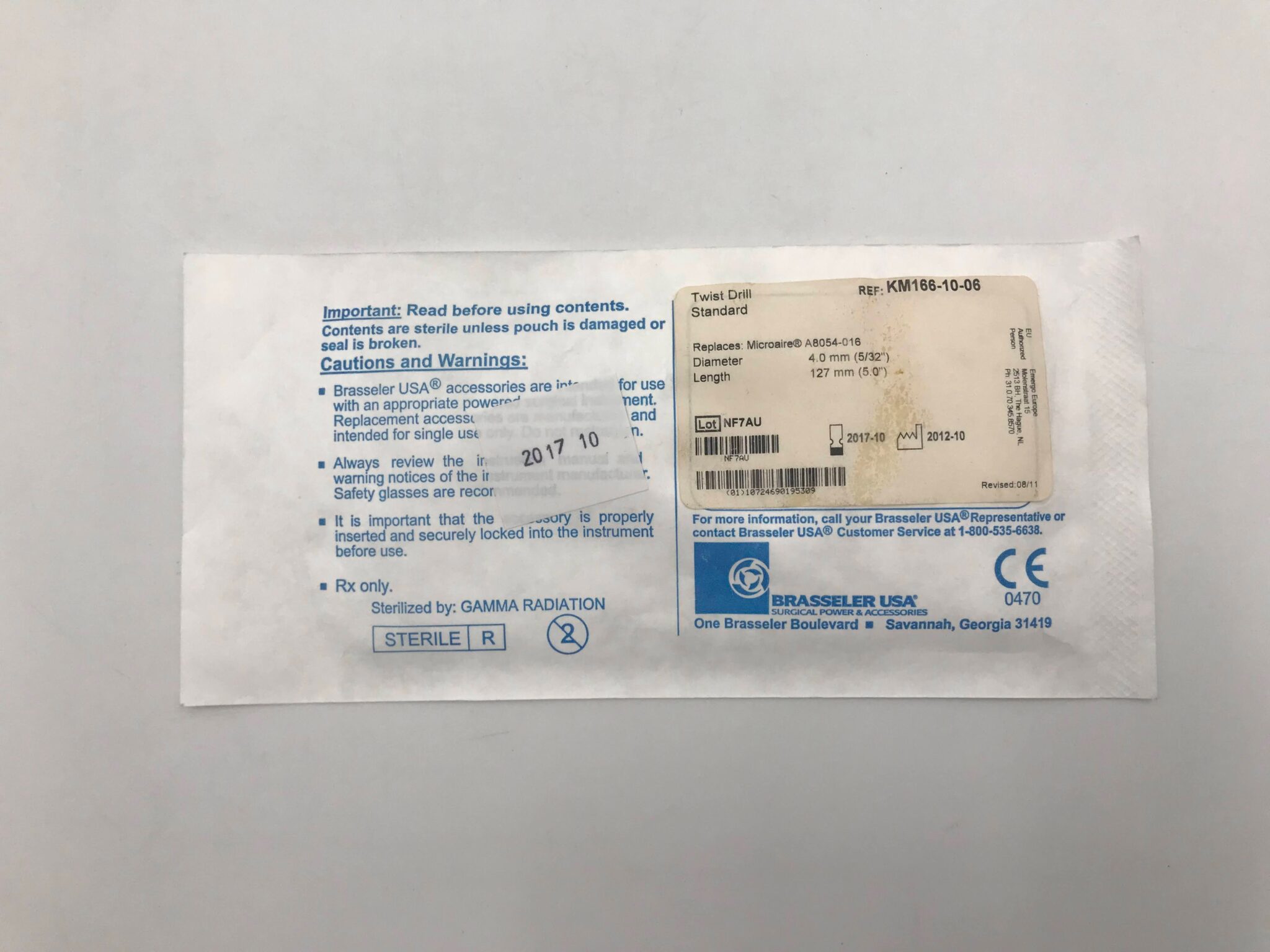 BRASSELER KM1661006 Twist Drill Standard L=127mm Diameter= 4.0mm (X