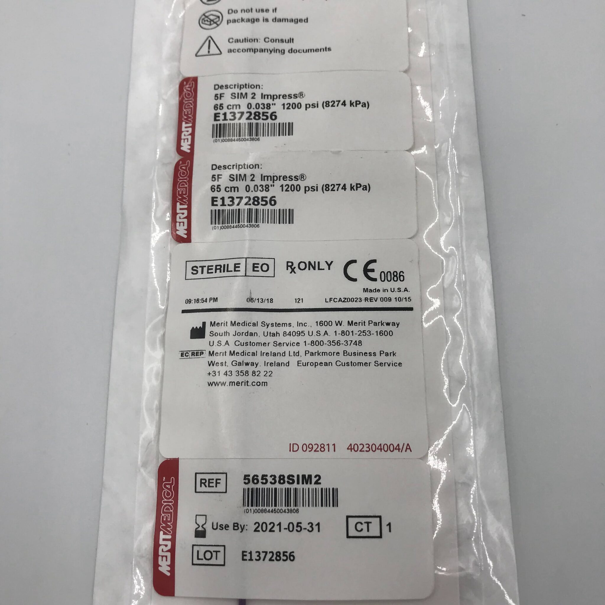 Merit Medical 56538SIM2 Impress AngioGraphic Catheter 5F SIM2 Simmons 2