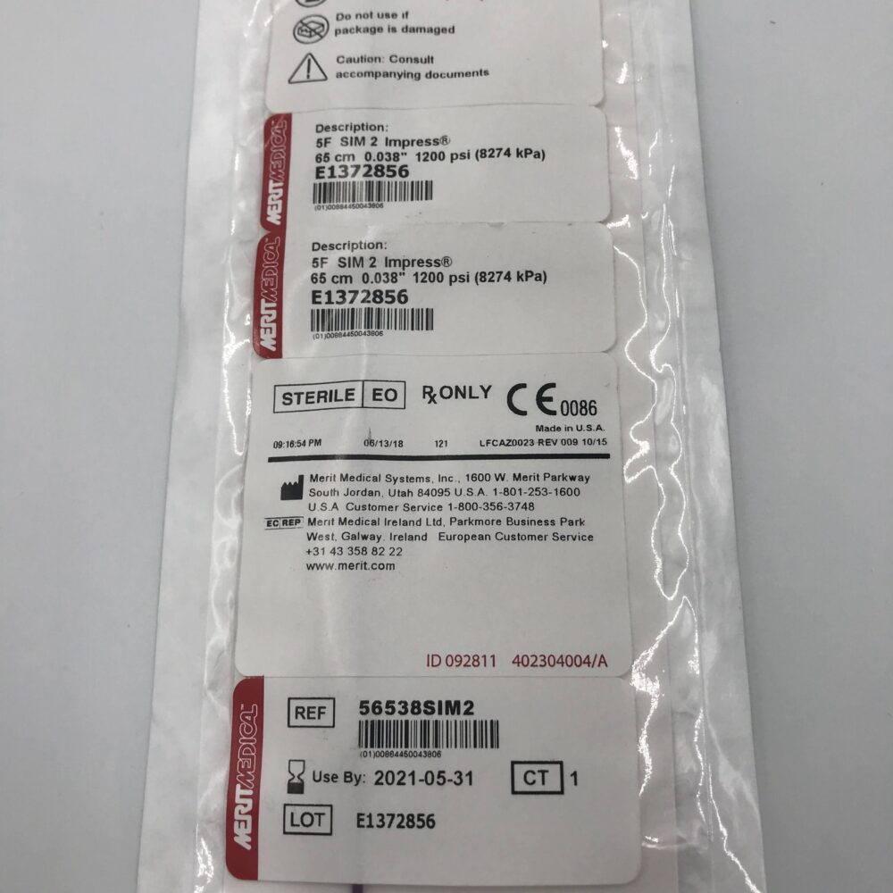 Merit Medical 56538SIM2 Impress AngioGraphic Catheter 5F SIM2 Simmons 2