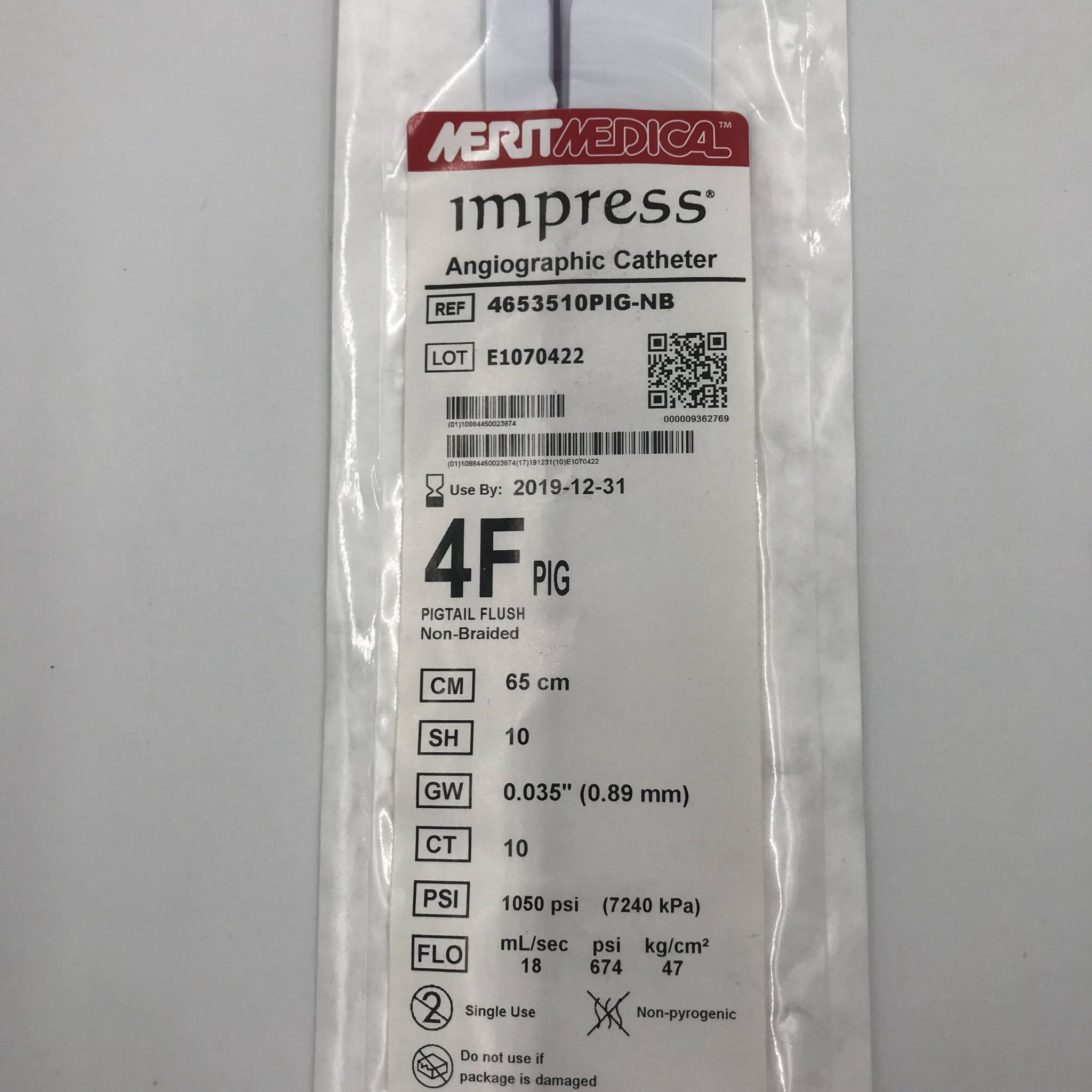 Merit Medical 4653510PIGNB Impress Angiographic Catheter PIG Pig Tail