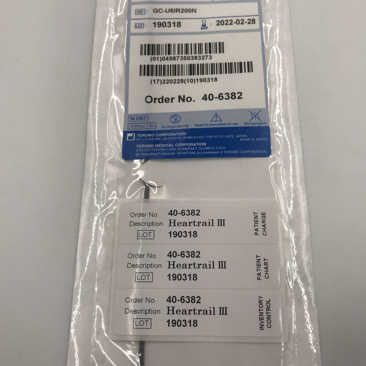 Terumo 406382 Heartrail III Guiding Catheter Fr.6 100cm IR2.0 Ikari