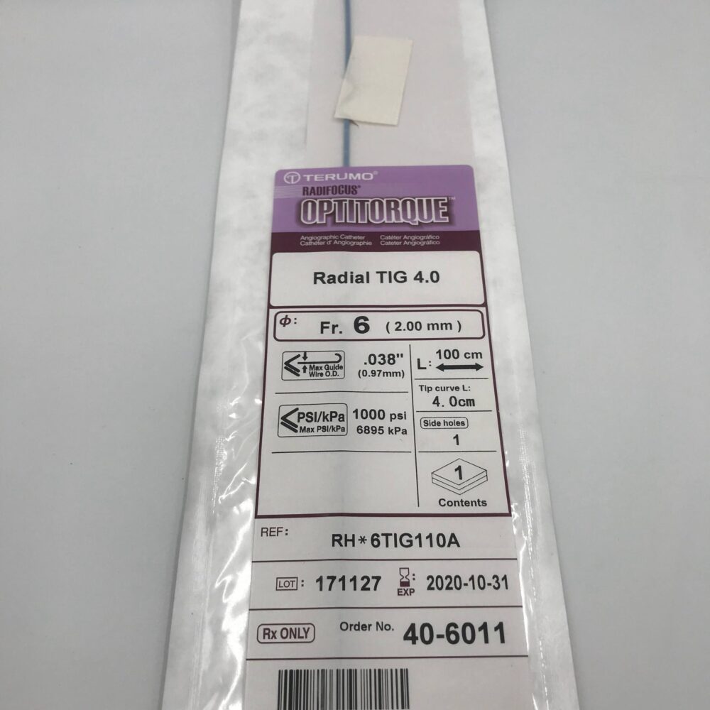 Terumo 406011 RadioFocus Optitorque Angiographic Catheter Radial TIG 4