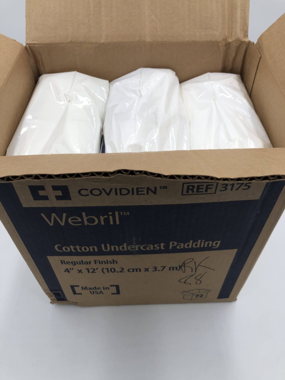 Covidien Webril 100% Cotton Undercast Padding, White - 3 Inch x 4 Yard