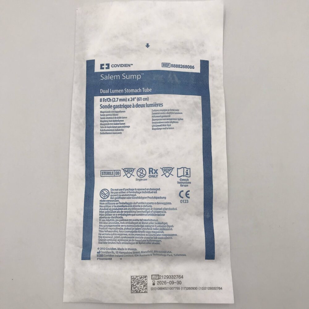 COVIDIEN 8888268086 Salem Sump Dual Lumen Stomach Tube 8Fr/Ch GB TECH USA