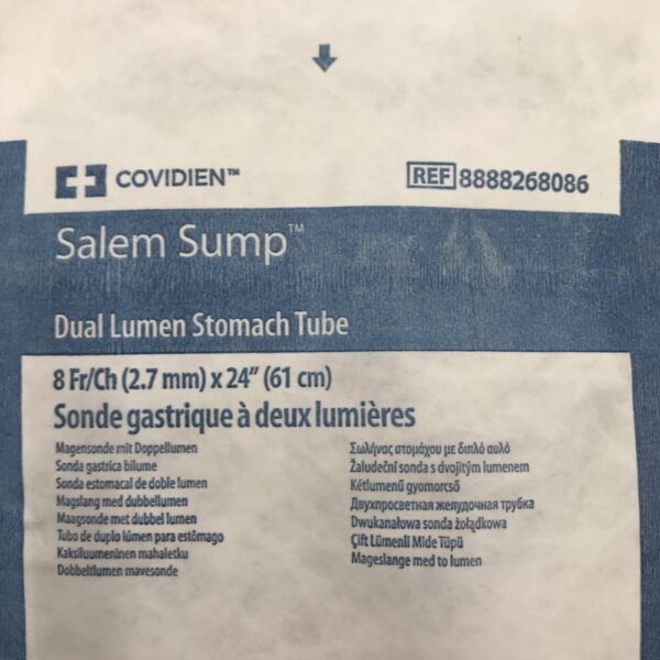 COVIDIEN 8888268086 Salem Sump Dual Lumen Stomach Tube 8Fr/Ch GB TECH USA