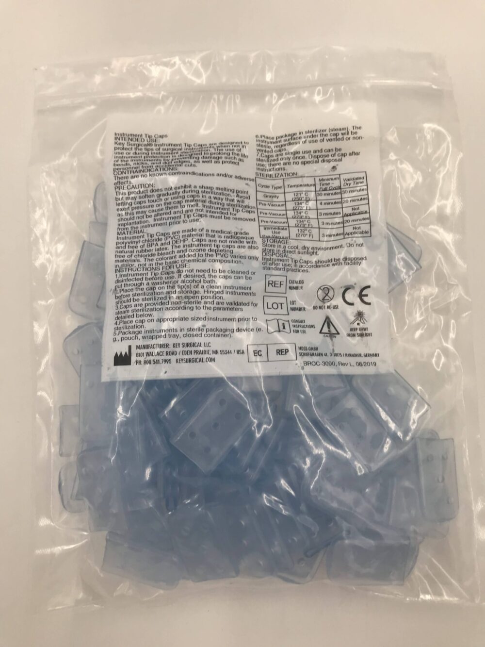 KEY SURGICAL 30408 Instrument Tip Caps, Flat w/Vents, Clear 1″ Length