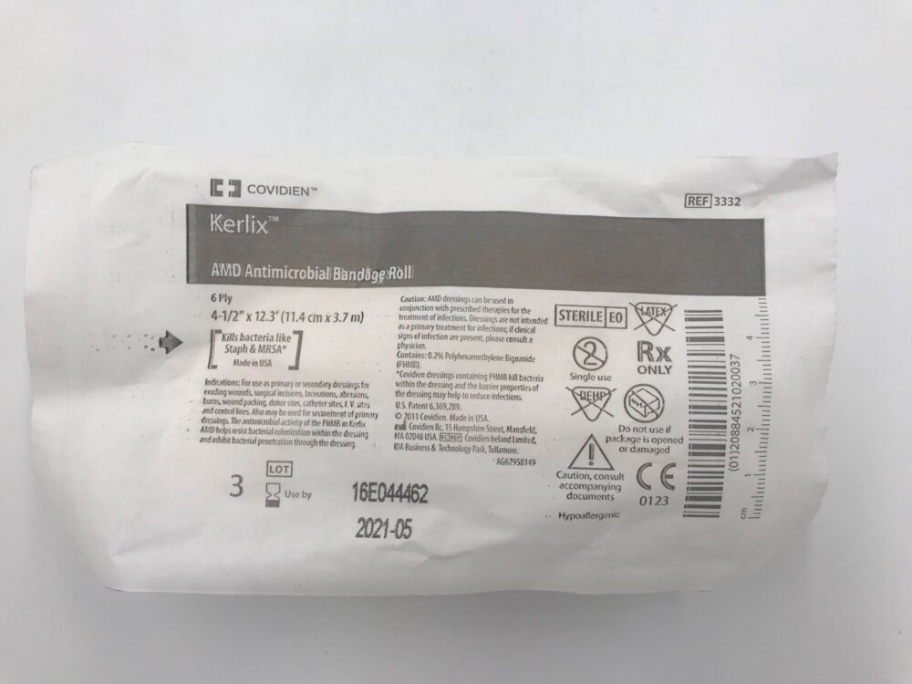 COVIDIEN 3332 Kerlix AMD Antimicrobial Bandage Roll 6Ply 41/2″x12.3