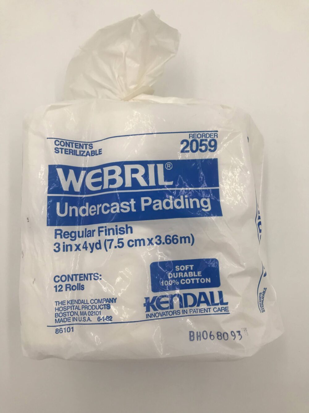 KENDALL 2059 Webril Undercast Padding Regular Finish 3x4yd (12/Pkg)
