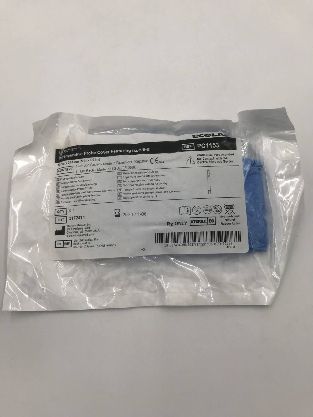Microtek PC1153 Ecolab Intraoperative Probe Cover Featuring IsoSilk