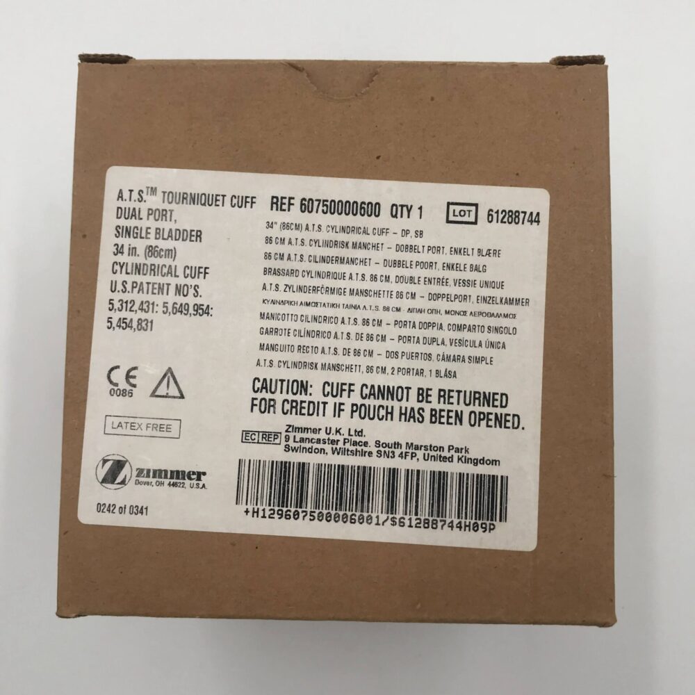 ZIMMER 60750000700 A.T.S. Tourniquet Cuff Dual Port, Single Bladder