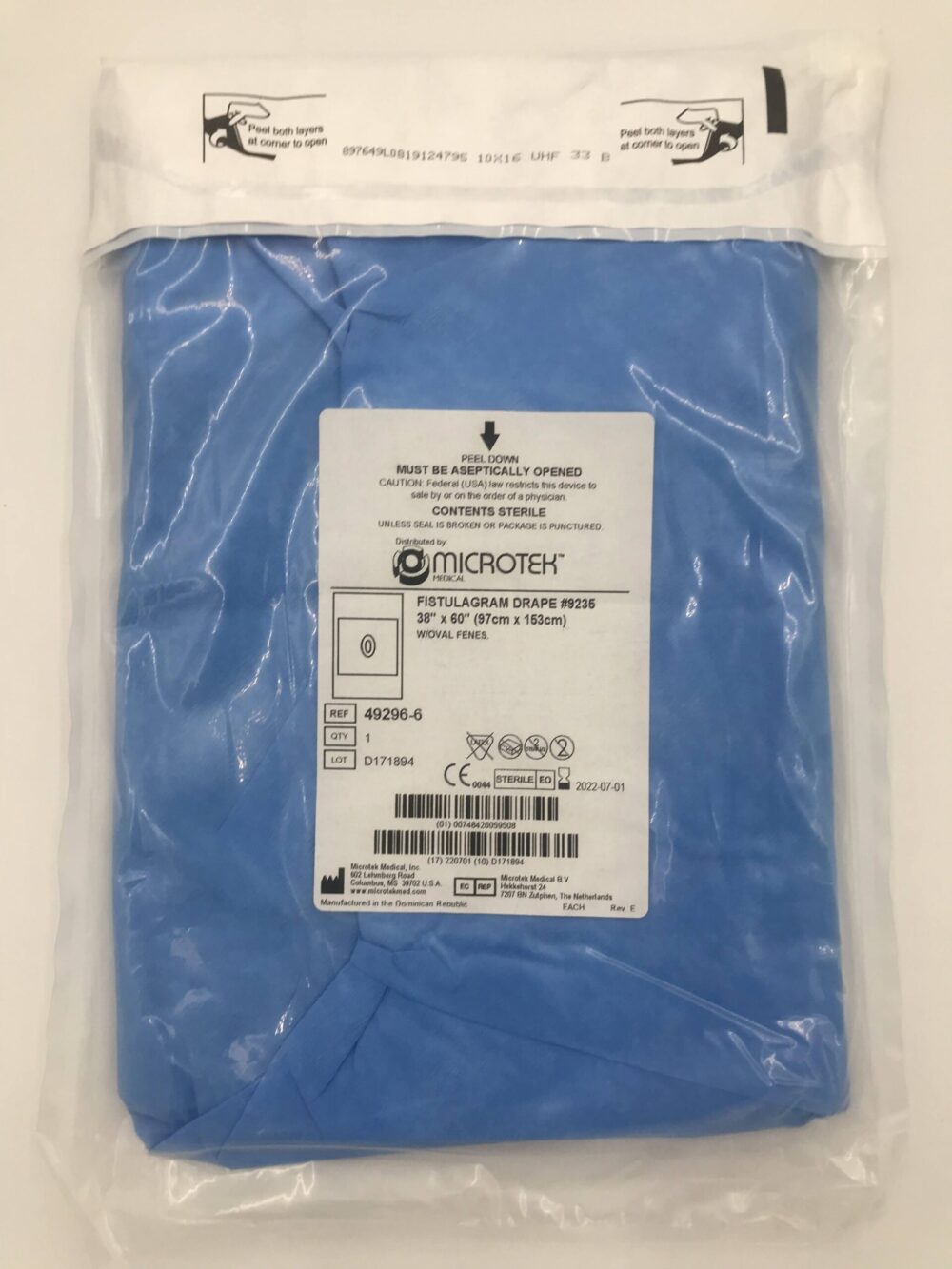 MICROTEK MEDICAL 492966 Fistulagram Drape 38in x 60in (X) GB TECH USA