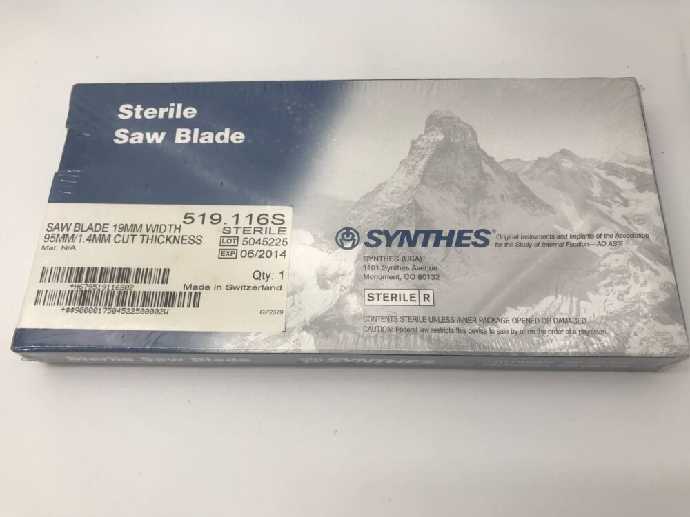 SYNTHES 519.116S Saw Blade 19mm Width, 95mm/1.4mm Cut Thickness (X