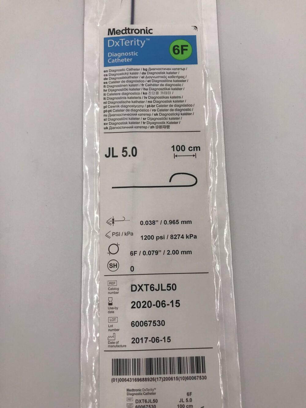 MEDTRONIC DXT6JL50 DxTerity Diagnostic Catheter JL 5.0 6F (X) GB TECH USA
