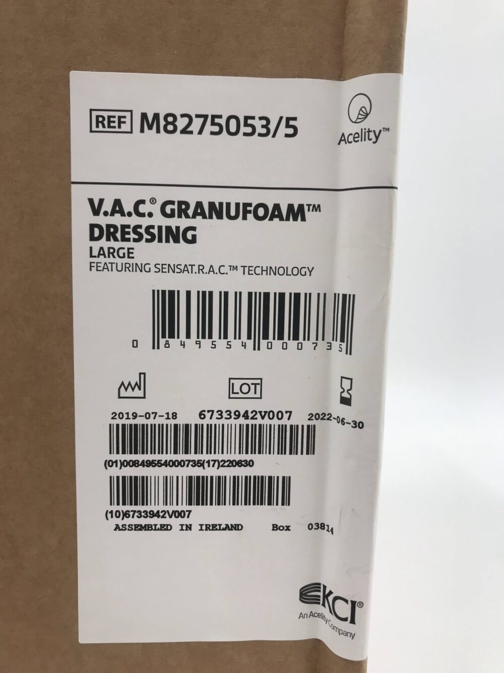 KCI M8275053/5 V.A.C. GranuFoam Dressing Large (5/Box) (X) - GB 