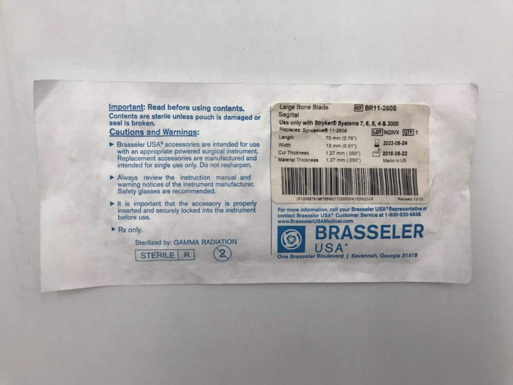 BRASSELER BR112608 Large Bone Blade Sagittal 70mm (X) GB TECH USA