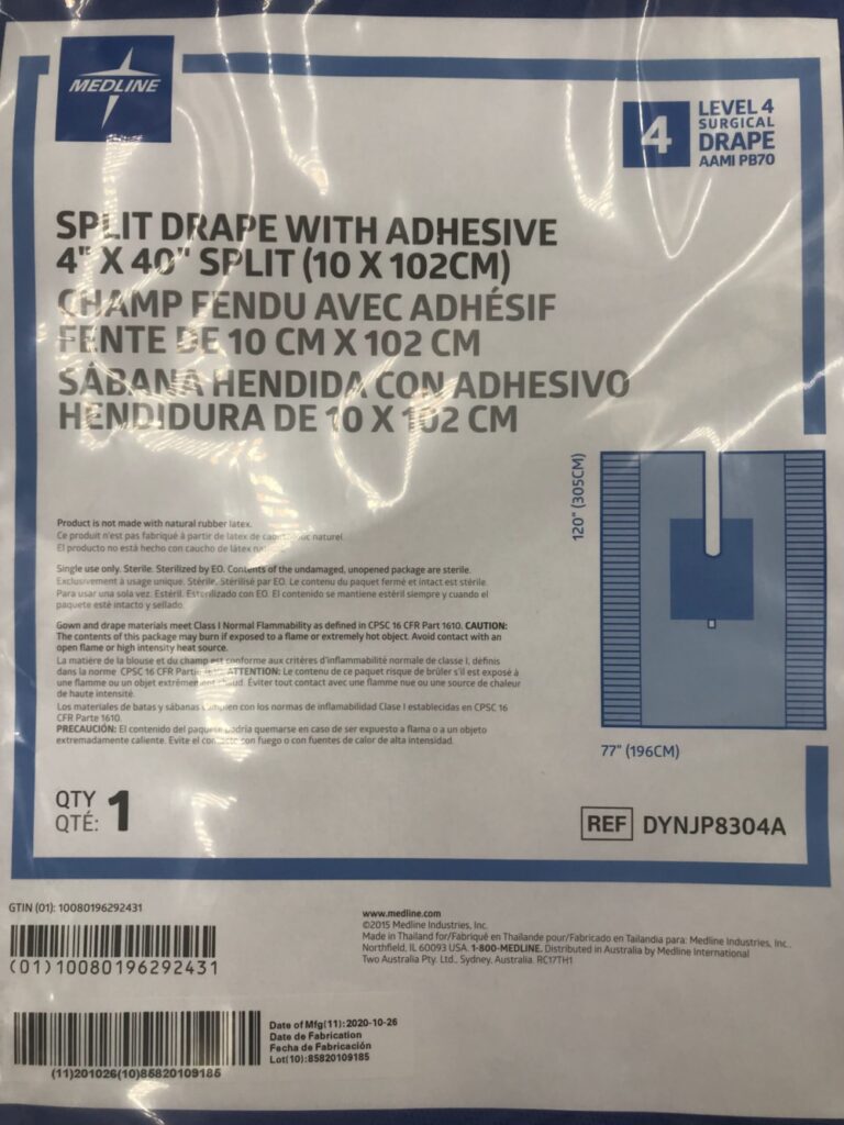 MEDLINE DYNJP8304A Split Surgical Drape w/Adhesive 120in x 77in, Split