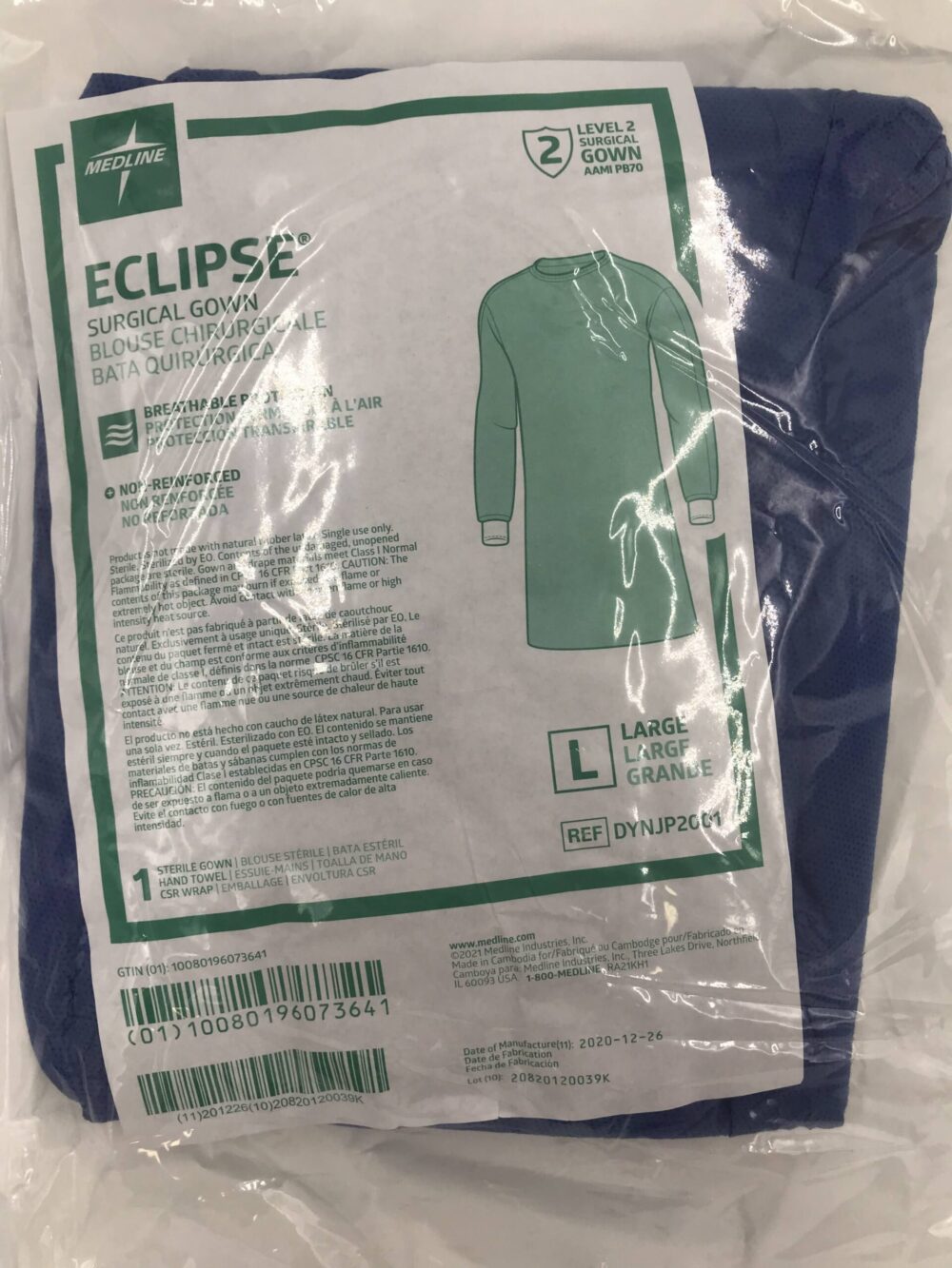 MEDLINE DYNJP2001 Eclipse Surgical Gown Level 2, Large GB TECH USA