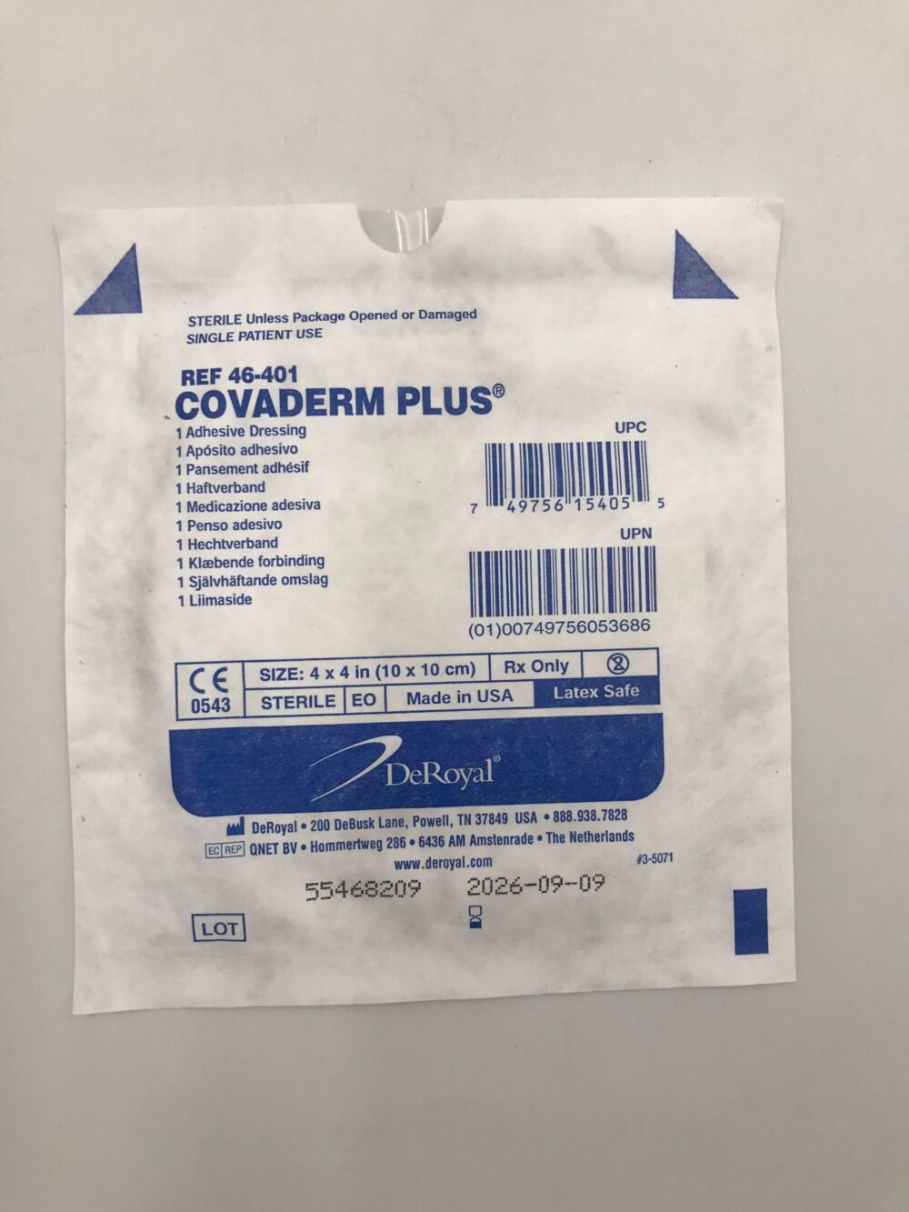 DEROYAL 46-401-1 Covaderm Plus Adhesive Dressing 4in x 4in (20/Case ...
