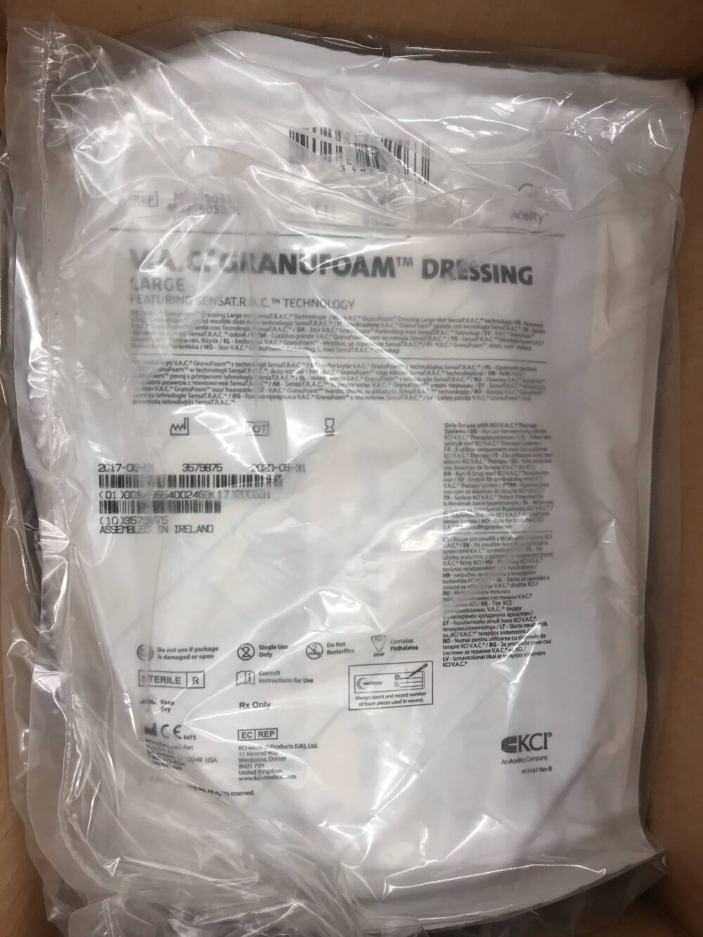 KCI M8275053/5 V.A.C. GranuFoam Dressing Large (5/Box) (X) GB TECH USA