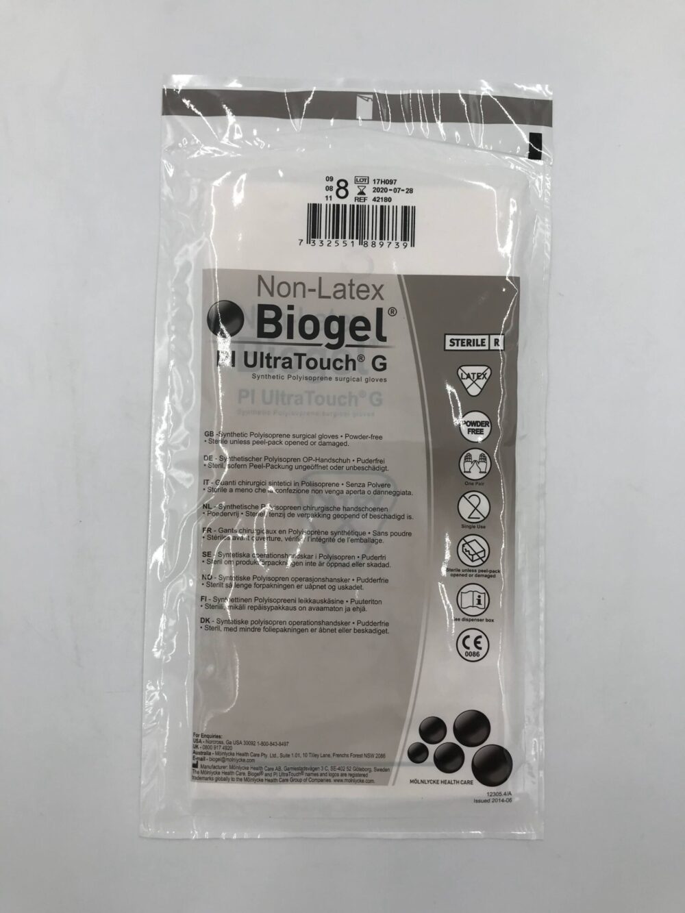 MOLNLYCHE HEALTH 42180 NonLatex Biogel PI UltraTouch G Surgical Gloves