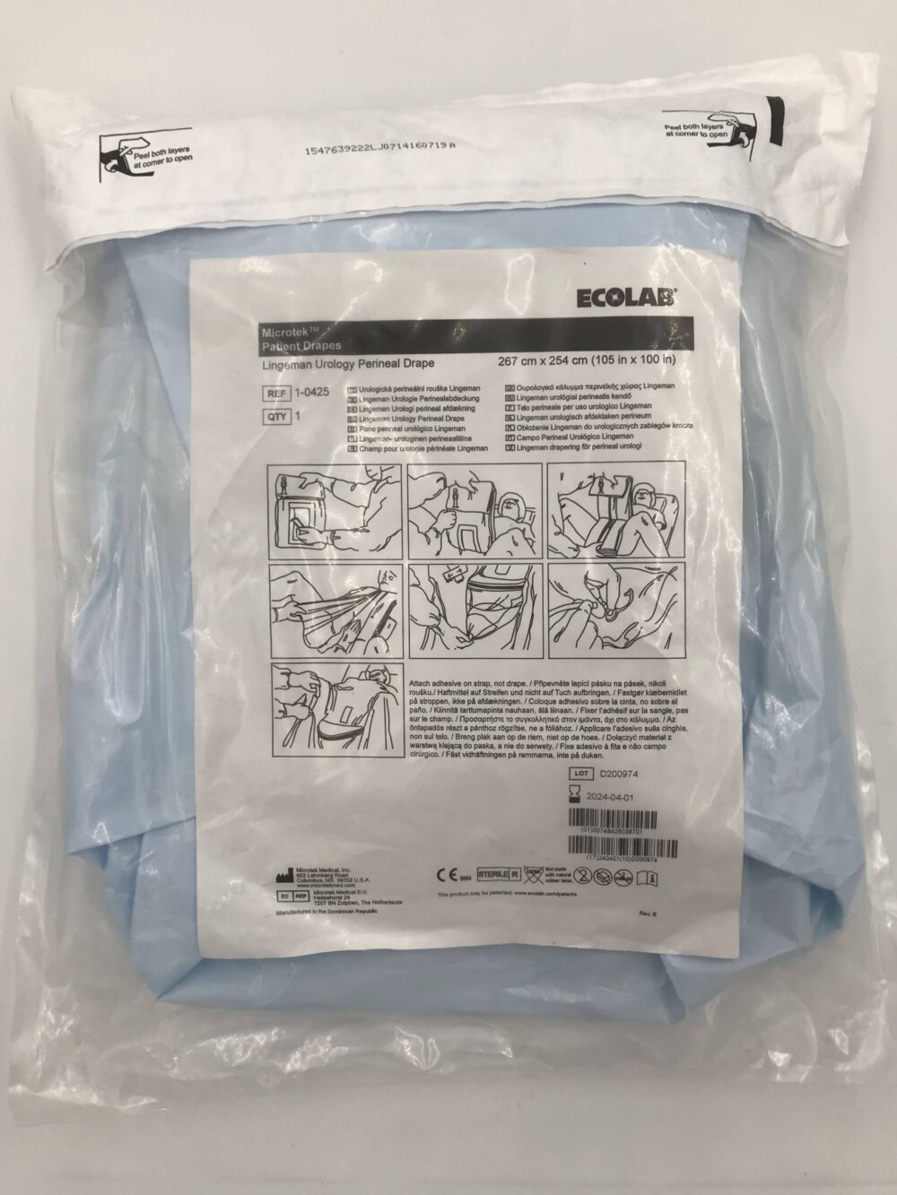 MICROTEK 10425 Ecolab Patient Urology Perineal Drape 267cm x 254cm