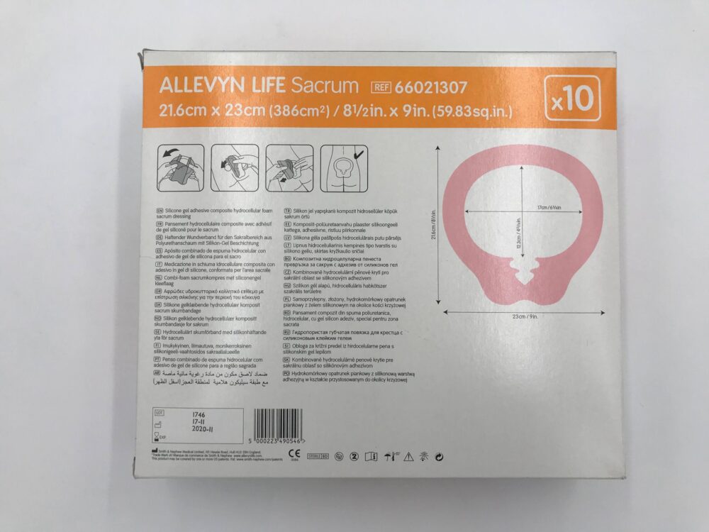 SMITH & NEPHEW 66021307 Allevyn Life Sacrum Silicone Adhesive, Lock