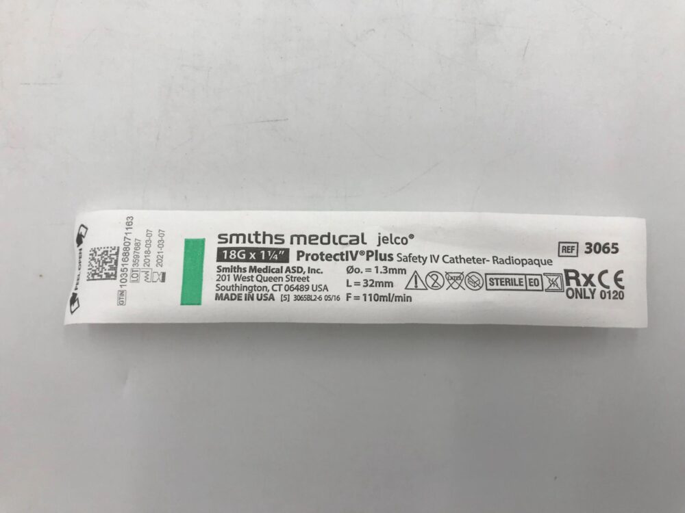 SMITHS MEDICAL 3065 Jelco Protect Safety IV CatheterRadiopaque 18G x 1