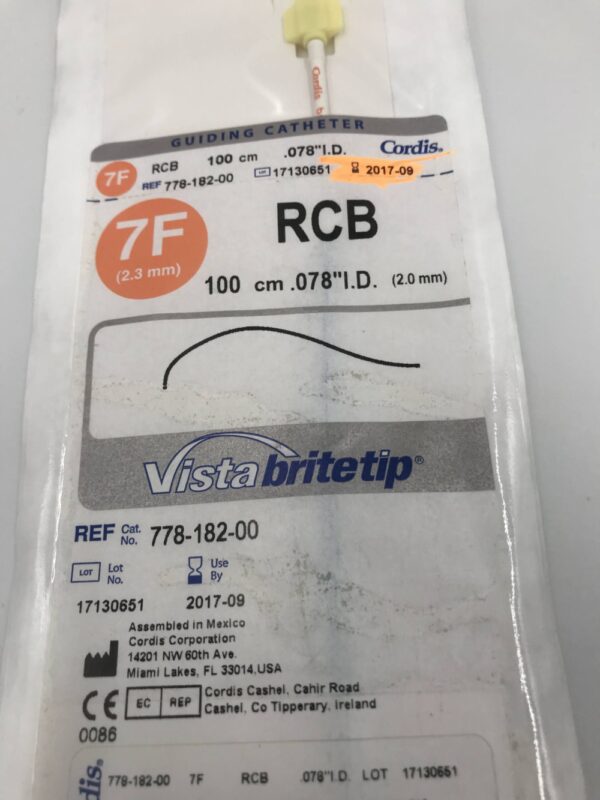 CORDIS 77818200 RCB Guiding Catheter, 7F, 100cm, 0.78″I.D. (X) GB
