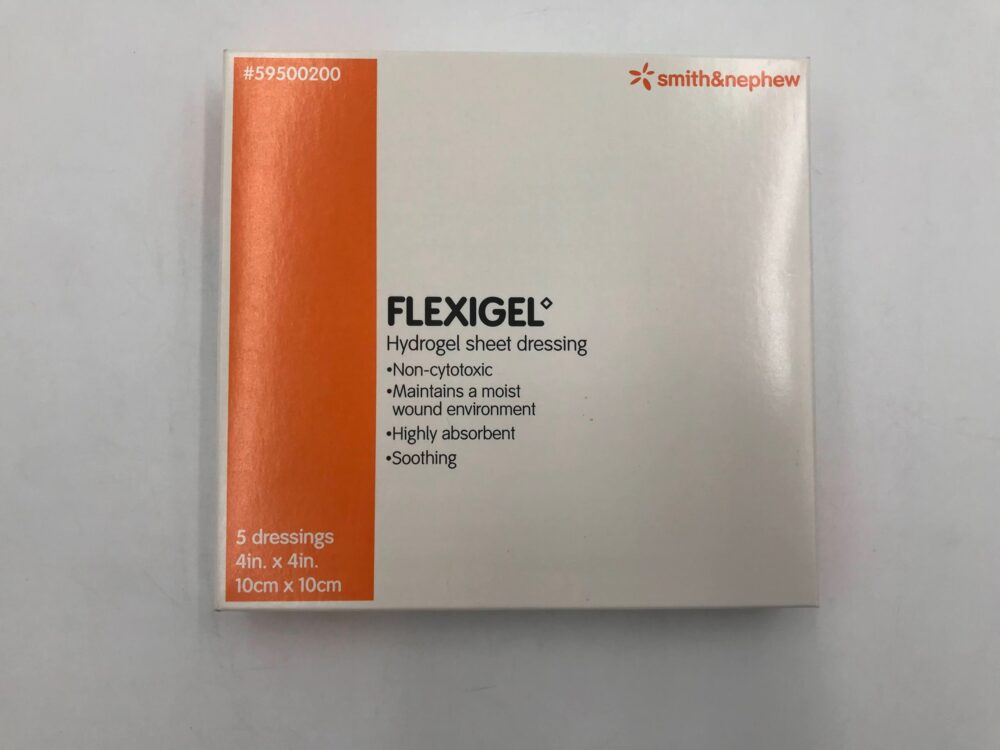 SMITH & NEPHEW 59500200 Flexigel Hydrogel Sheet Dressing 4in x 4in (5/Box) GB TECH USA