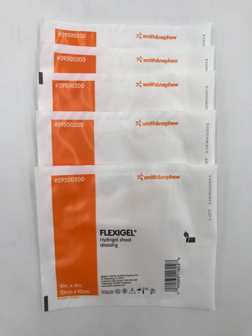 SMITH & NEPHEW 59500200 Flexigel Hydrogel Sheet Dressing 4in x 4in (5/Box) GB TECH USA
