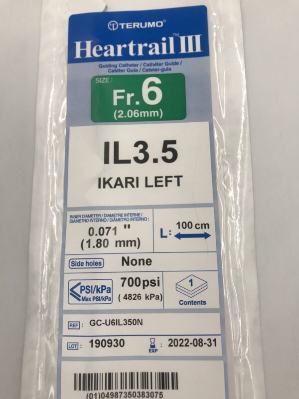 Terumo 406370 Heartrail III IL 3.5 Ikari Left Guiding Catheter Fr. 6