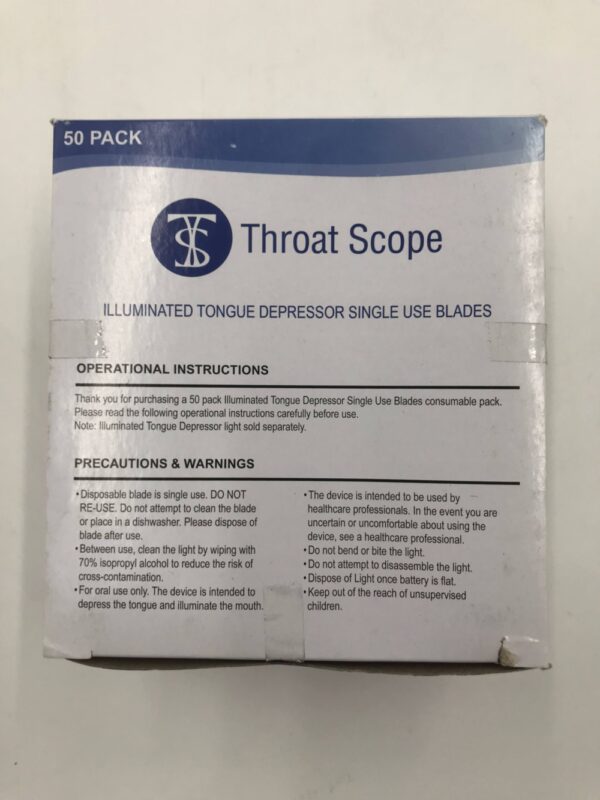THROAT SCOPE 83398 Illuminated Tongue Depressor/Blades Single Use