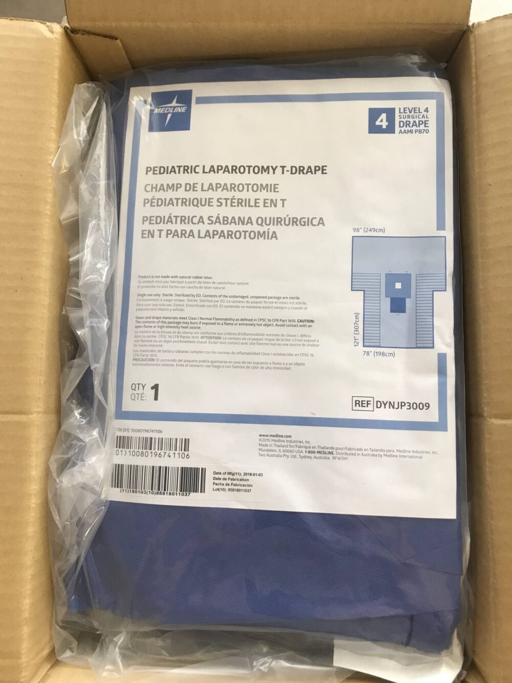 MEDLINE DYNJP3009 Pediatric Laparotomy TDrape (10/Case) GB TECH USA